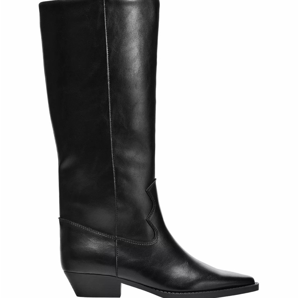 Zara cowboy flat boots in black